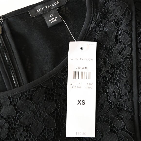ANN TAYLOR Black Lace Lined 3/4 Sleeves - Size XS - NWT Retail $89.50 - Picture 4 of 12